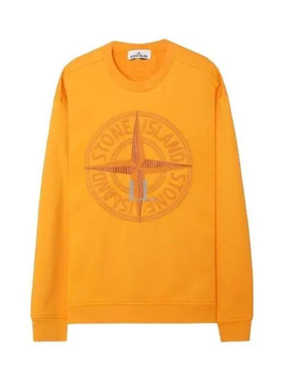 Garment Dyed Stitches Four Print Crewneck Sweatshirt Orange - STONE ISLAND - BALAAN 2