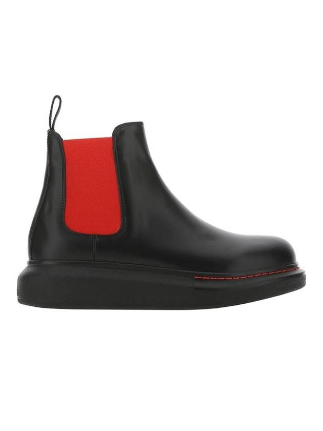 Contrast Panel Chelsea Boots Red Black - ALEXANDER MCQUEEN - BALAAN.