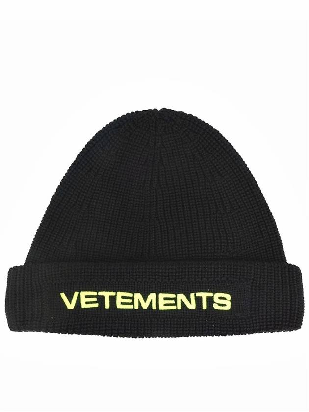 Neon Logo Wool Beanie Black - VETEMENTS - BALAAN.