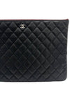 Large Classic Caviar Silver Logo Clutch Bag Black - CHANEL - BALAAN 6