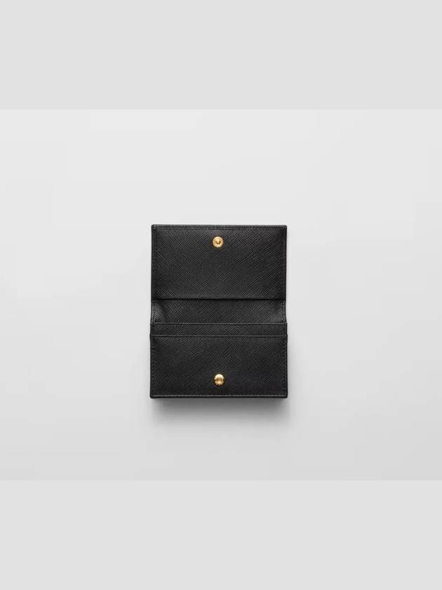 Saffiano Leather Triangle Logo Card Wallet Black - PRADA - BALAAN 3