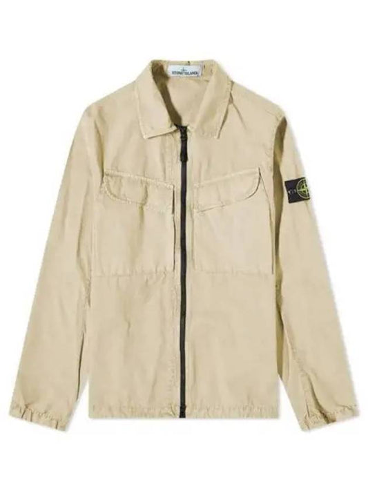 Wappen Patch Old Effect Zip-Up Jacket Beige - STONE ISLAND - BALAAN 2