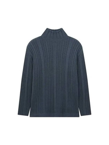 Men s Soft Wool Ribbed Turtleneck Knit Dark Navy - GIORGIO ARMANI - BALAAN 1