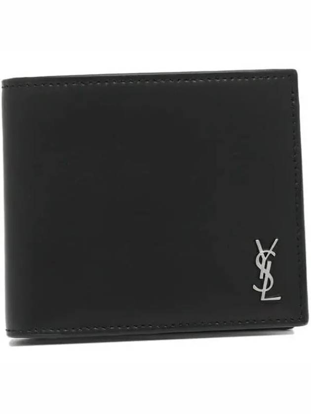 Tiny Cassandre East West Wallet in Matte Leather Black - SAINT LAURENT - BALAAN 2