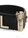 Gabrielle black gold logo leather bracelet bangle - CHANEL - BALAAN 6