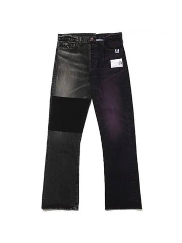 A10PT021 Black twotone straight denim pants - MIHARA YASUHIRO - BALAAN 1