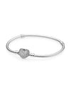 Moments Sparkling Heart Clasp Snake Chain Bracelet Sterling Silver - PANDORA - BALAAN 2