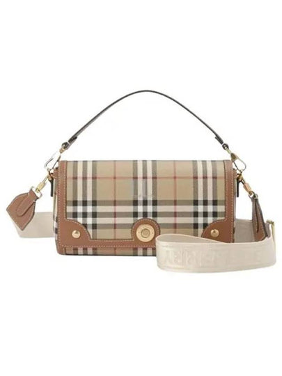 Women's Check Leather Top Handle Shoulder Bag Beige - BURBERRY - BALAAN 2