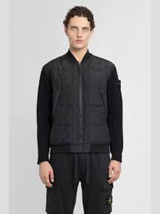 Logo Patch Padded Zip-up Jacket Black - STONE ISLAND - BALAAN 2