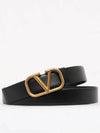 V Logo Signature Calfskin Leather Belt Black - VALENTINO - BALAAN 2