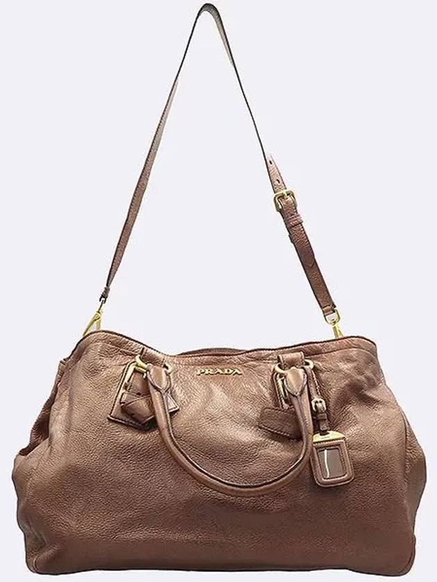 BR4114 Brown Color Vitello Dino Leather Tote Bag Shoulder Strap 2WAY - PRADA - BALAAN 4