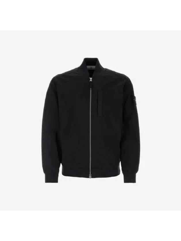 Men's Cupro Cotton Twill TC Bomber Jacket Black - STONE ISLAND - BALAAN 2