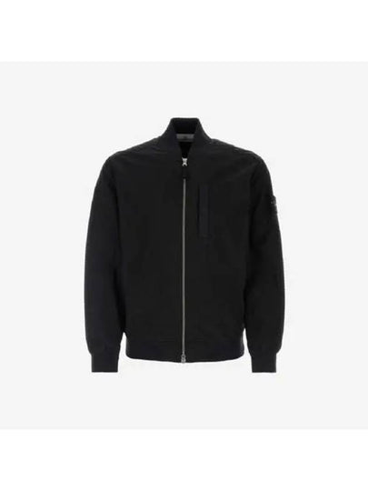 Men's Cupro Cotton Twill TC Bomber Jacket Black - STONE ISLAND - BALAAN 2