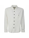 Logo Oversized Cotton Long Sleeve Shirt White - STONE ISLAND - BALAAN 1