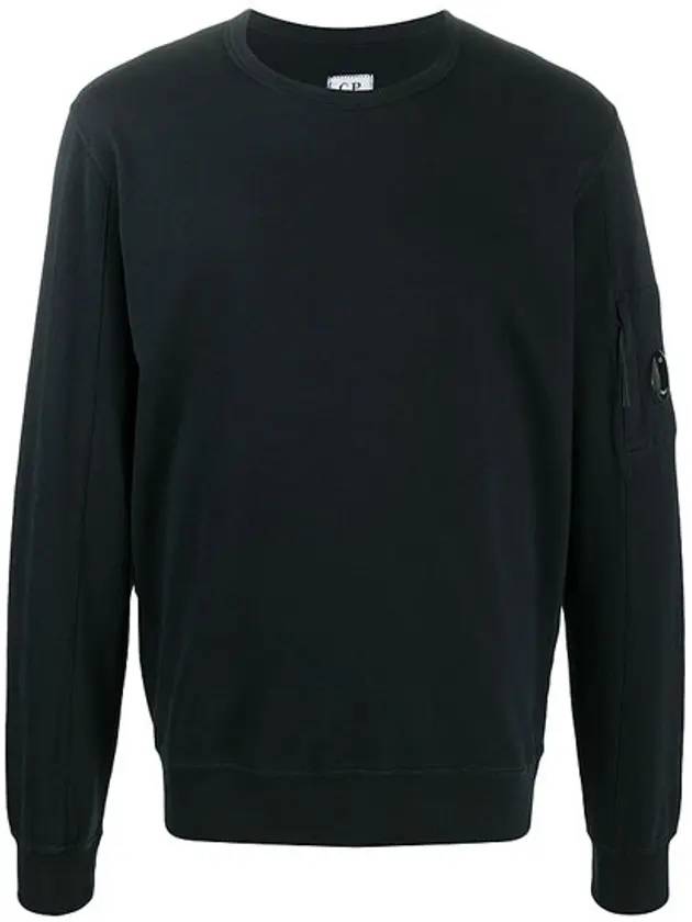 Men's Light Fleece Lens Wappen Sweatshirt Black - CP COMPANY - BALAAN.