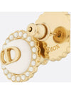 Petit CD Baroque Stud Earrings Latte Glass - DIOR - BALAAN 4