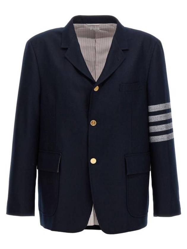 4 Bar Stripe Single Breasted Wool Jacket Navy - THOM BROWNE - BALAAN 2