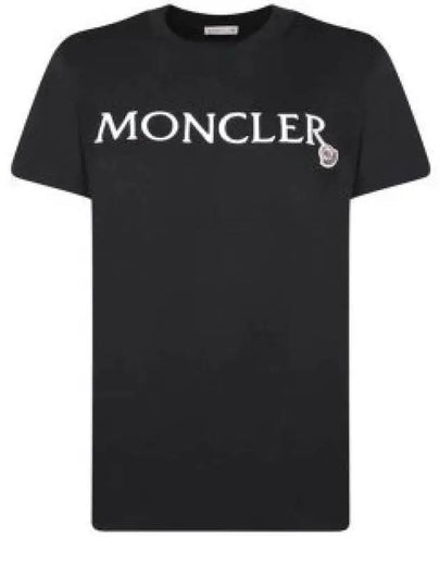 Women's Embroidered Logo Short Sleeve T-Shirt Black - MONCLER - BALAAN 2