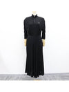 Logo Plaque Zipper Viscose Long Dress Black - PRADA - BALAAN 2