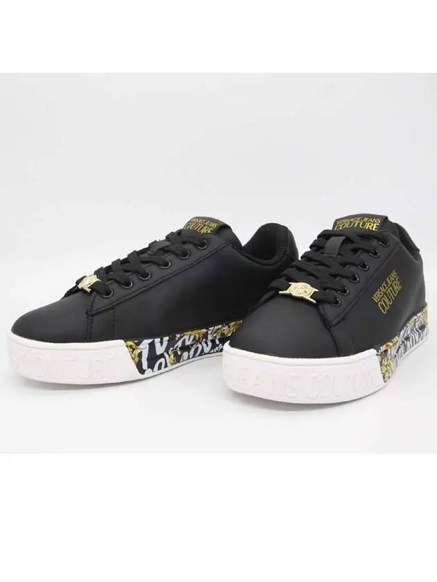 Logo Brush Couture Court 88 Low Top Sneakers Black - VERSACE - BALAAN 4