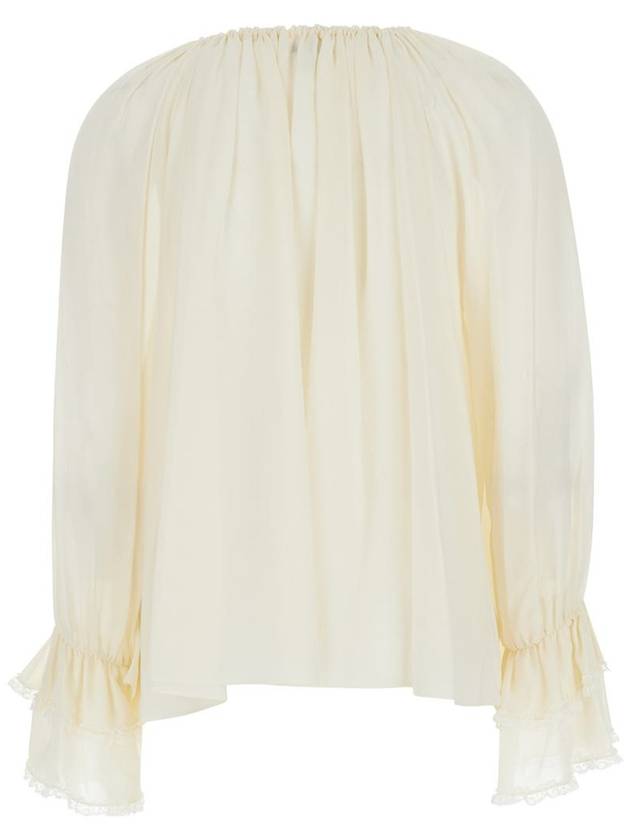 Cream White Loose Blouse With Drawstring In Silk Woman - CHLOE - BALAAN 2