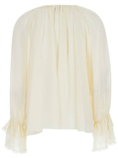 Cream White Loose Blouse With Drawstring In Silk Woman - CHLOE - BALAAN 2