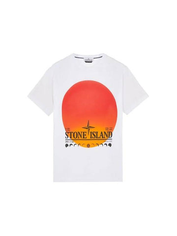 Men's Round Neck Cotton Short Sleeve T-Shirt White - STONE ISLAND - BALAAN 1