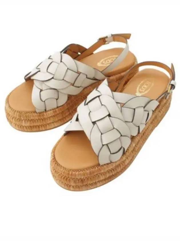 Platform Leather Woven Sandals White - TOD'S - BALAAN 2