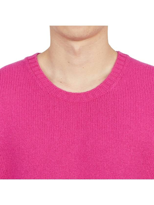 Crew Neck Lambswool Knit Top Pink - DRUMOHR - BALAAN 7