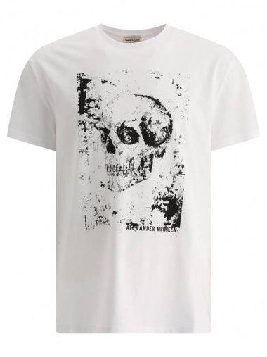 Skull Print Short Sleeve T-Shirt White - ALEXANDER MCQUEEN - BALAAN 1