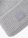 Face Patch Ribbed Wool Beanie Grey Melange - ACNE STUDIOS - BALAAN 3