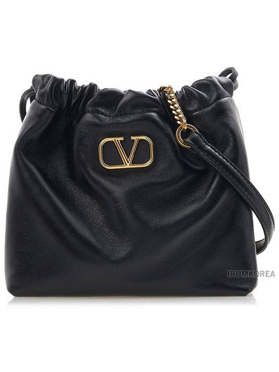 V Logo Drawstring Chain Bucket Bag Black - VALENTINO - BALAAN 2