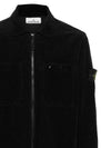 Organic Cotton Corduroy Zip-Up Jacket Black - STONE ISLAND - BALAAN 3