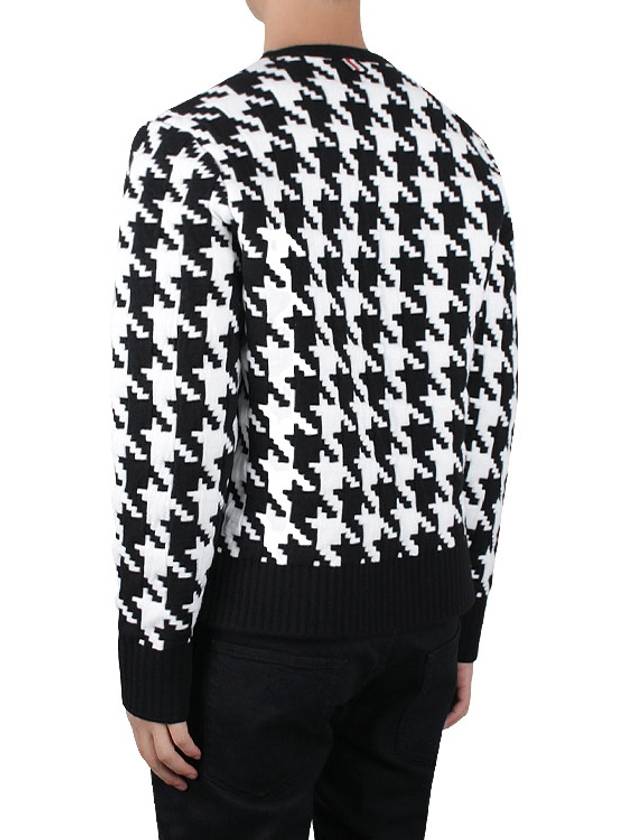 Houndstooth Quilted Merino Wool Knit Top Black White - THOM BROWNE - BALAAN 5