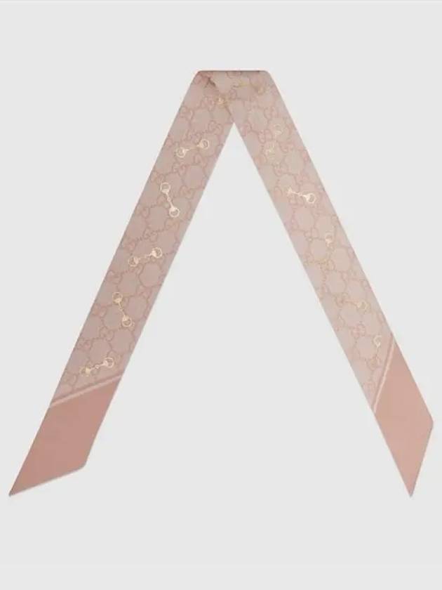 Horsebit GG Print Silk Neck Bow Scarf Rose Pink - GUCCI - BALAAN 3