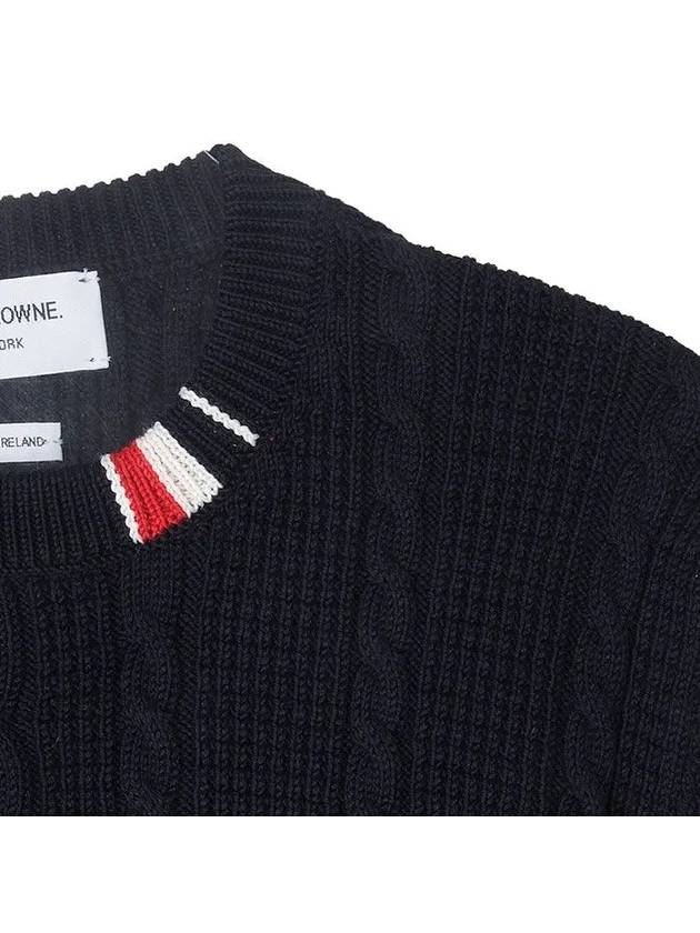 RWB Cable Wool Knit Top Navy - THOM BROWNE - BALAAN 6