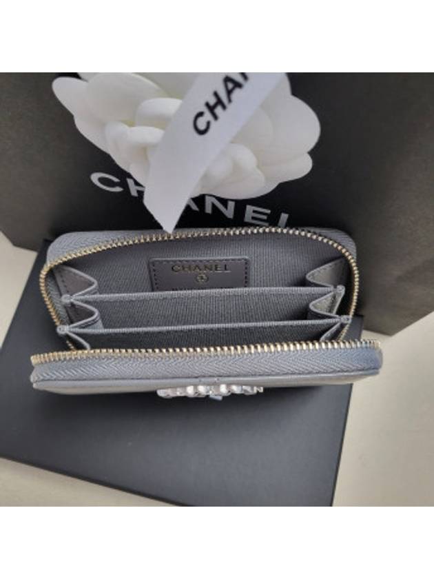 19 Zipper card wallet lambskin gray silver AP0949 - CHANEL - BALAAN 7