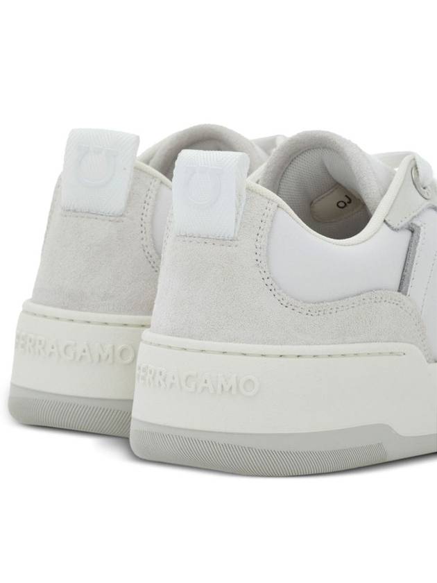 Gancini Leather Low Top Sneakers White - SALVATORE FERRAGAMO - BALAAN 5