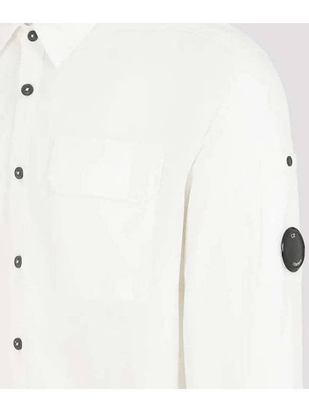 Organic Gabardine Buttoned Lens Long Slevee Shirt White - CP COMPANY - BALAAN 4