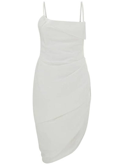 La Robe Saudade Asymmetric Draped Midi Dress White - JACQUEMUS - BALAAN 2