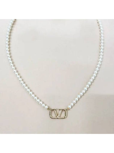 V logo signature pearl necklace 37100295 1095487 - VALENTINO - BALAAN 1