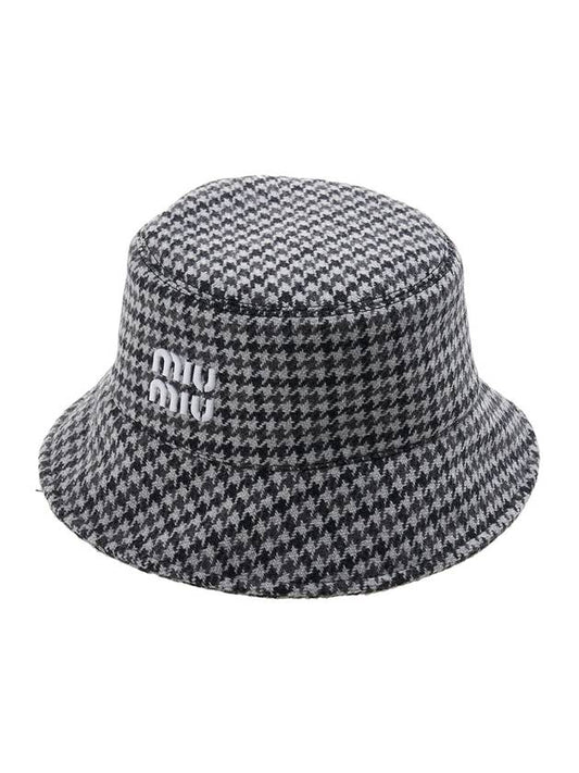 Women's Houndstooth Wool Bucket Hat 5HC196 2F87 F0BD9 - MIU MIU - BALAAN 1