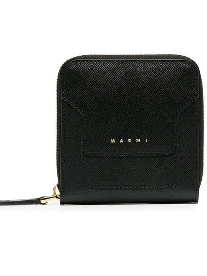 Logo Square Zip Round Half Wallet Black - MARNI - BALAAN 2