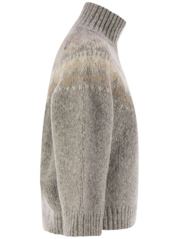 Jacquard high neck sweater in alpaca, wool and micropaillettes - PESERICO - BALAAN 3