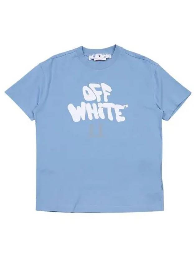 Logo Print Short Sleeve T-Shirt Light Blue - OFF WHITE - BALAAN 2