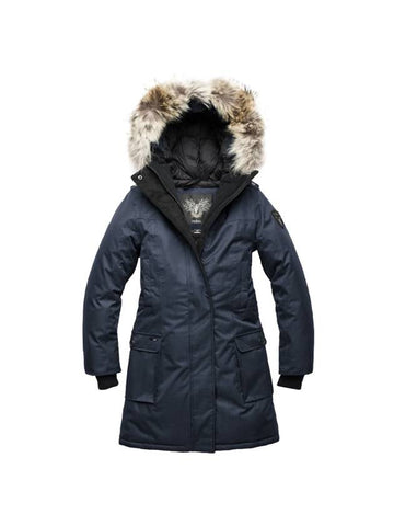 Women's Abbey Hooded Fur Long Padded Parka Navy - NOBIS - BALAAN 1