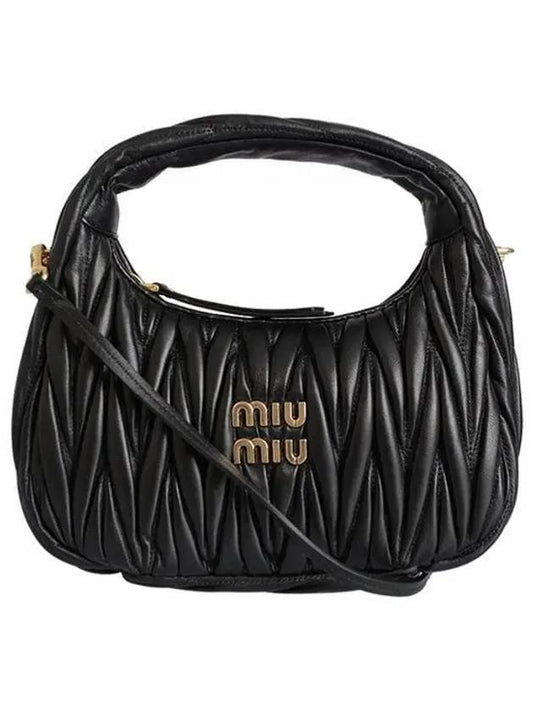 Wander Materasse Nappa Leather Mini Hobo Tote Bag Black - MIU MIU - BALAAN 2