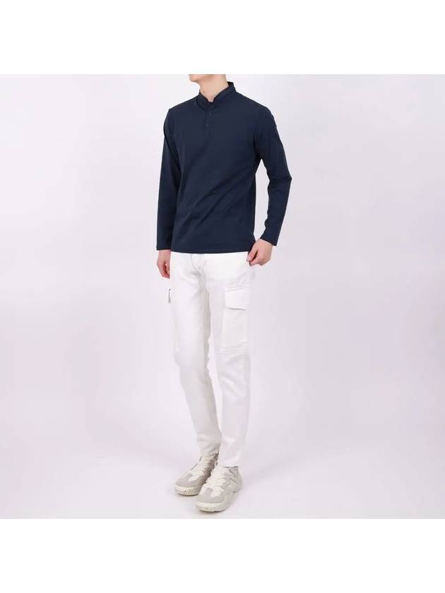 Henry neck navy long sleeve t-shirt TEE172 - IKALOOOK - BALAAN 4