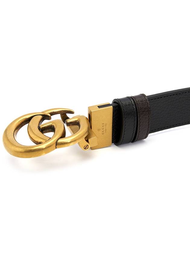 Double G Buckle Reversible Leather Belt Black - GUCCI - BALAAN 7