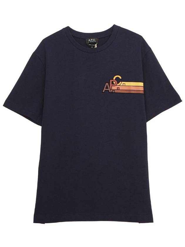 Logo Cotton Short Sleeve T-Shirt Navy - A.P.C. - BALAAN 2